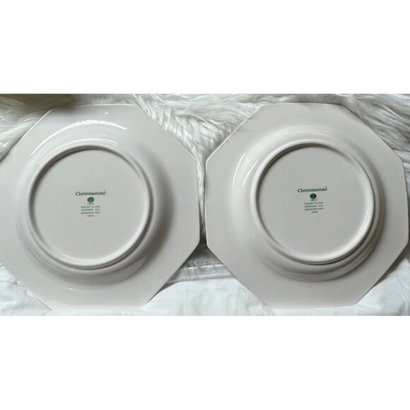 Christmastime Nikko Octagon Dinner Plates Set of 2  Christmas Tree 10 7/8" - Picture 4 of 10